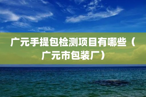 广元手提包检测项目有哪些（广元市包装厂）